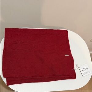 Coach Vibrant Red Knit Scarf